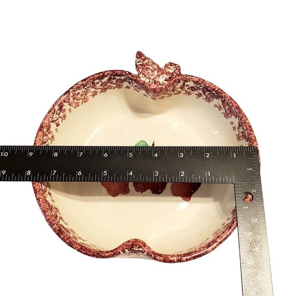 Neher Apple Torte Dish Pan Plate Bowl Spongeware Red Stoneware Autumn Recipe - Picture 10 of 11